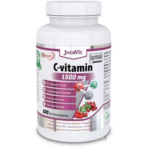 Jutavit C-Vitamin 1500mg +csipkebogyó +Acerola kivonat + D3 vitamin + Cink 100 tabletta